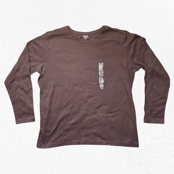 Falls Creek Rich Dark Brown Basic Mid Weight Long Sleeve Crewneck Top Size XL - Picture 1 of 7